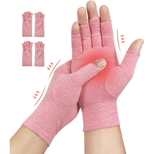Pairs Anti-Artroosi Käsineet Kompressiokäsineet Ranteen ja Sormien Kipuun Miehille (M vaaleanpunainen) Vaaleanpunainen Pink m