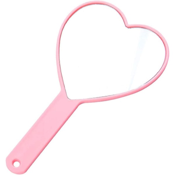IG Hjärtformad resehandhållen spegel Bärbar personlig kosmetika Pink