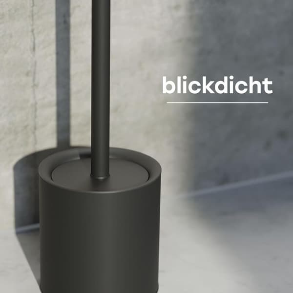 Antibakteriel silikone toiletbørste med holder, stænkskærm, rustfrit stål, sort