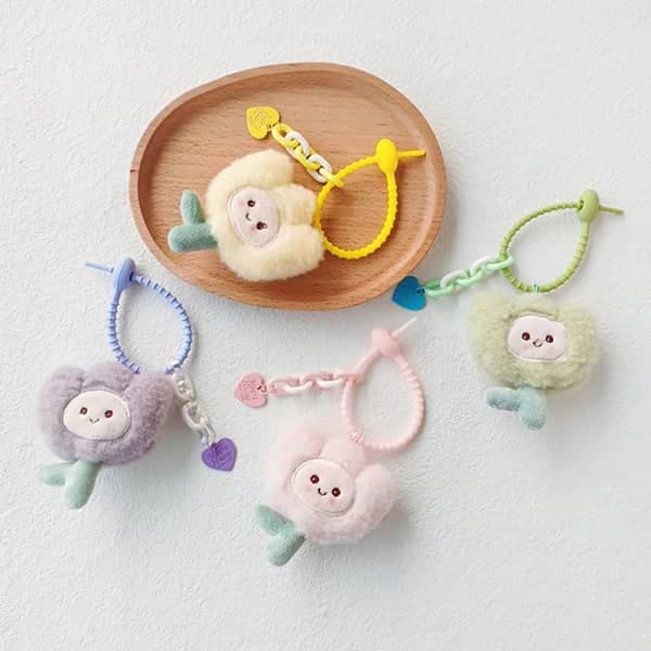 IC Kawaii tecknade blommor nyckelring e plysch tulpan nyckelring väskor gul