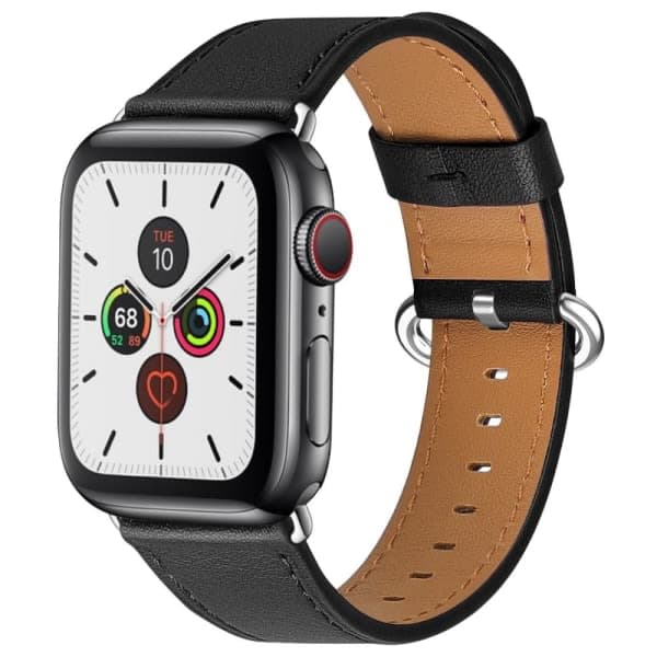IC Ægte Læderrem Apple Watch 41/40/38 mm - Sort Sort Sort