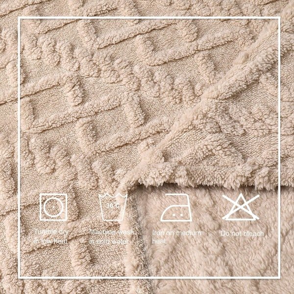 IC Sherpa-fleece-peitto 3D-tyylillä, superpehmeä, pörröinen, lämmin, mukava, plyysi, pörröinen sohvalle, olohuoneeseen, sänkyyn - koko vuoden, 50\" x 70\", beige
