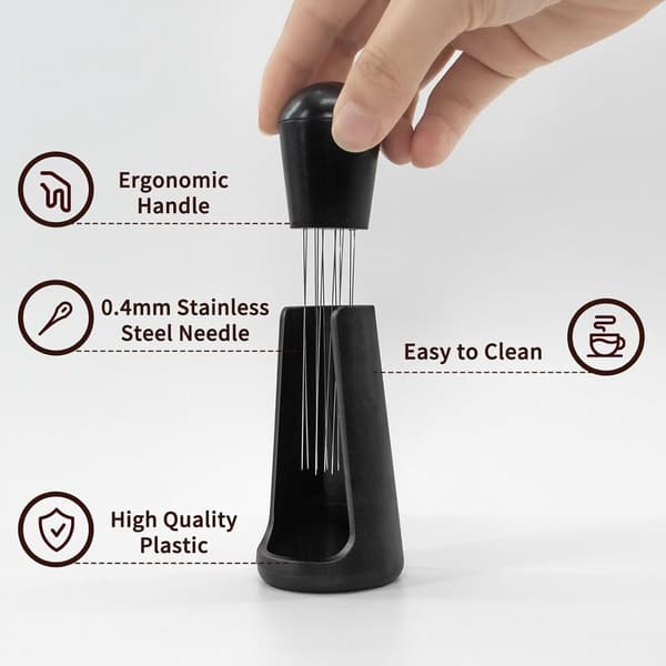 Espressodispenser - 0,4 mm - Nålformad - Pulverdispenser - Rostfritt stål - Espressoomrörare - med 12 stift - Stödfäste