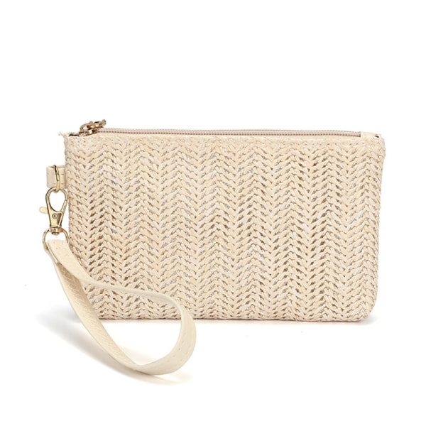 IC Vävväska Clutch Massiv Halmvävd Myntväska Strandplånbok Ca Khaki
