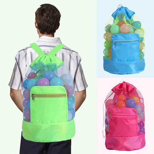 IC Strandlegetøjs Mesh Foldbar Strandtaske Strandopbevaringstaske Tote B Grøn