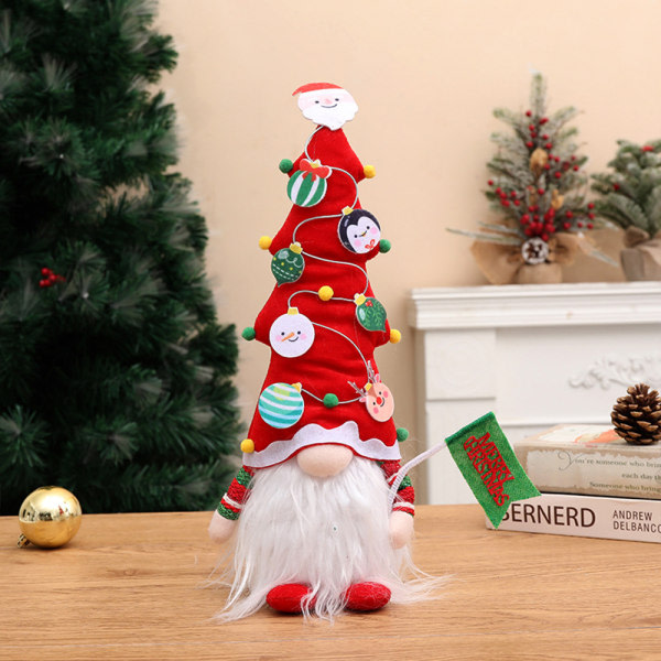 IC Julplysch Tomtedocka Gnome med LED-ljus Julplysch röd hatt