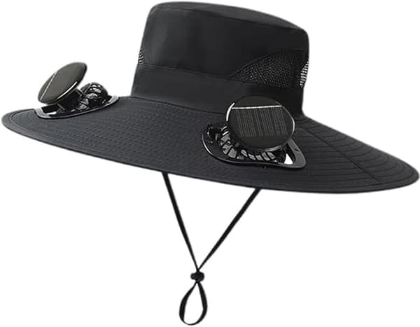 solhat - udendørsaktiviteter - Medium - ventilator - soldrevet - solventilator - mænd - sort