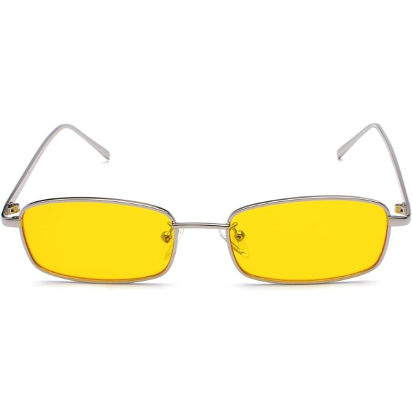 IC Retro rektangulära solglasögon för kvinnor män fyrkantiga smala hiphop solglasögon med liten ram