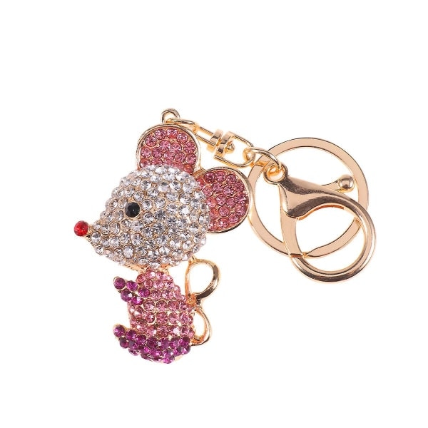 Musdesign Nøglering Mode Nøglering Strass Elegant Nøglering til Par (Rosa Dreng) IC