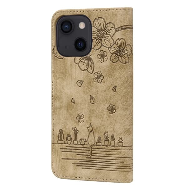 Til iPhone 15 Pro etui, PU-læder pung etui (med stativfunktion), brun iphone15 pro