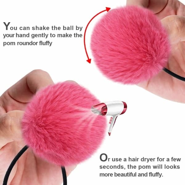 16-pack elastiska hårband med fluffiga pom poms - Perfekta för hästsvansar