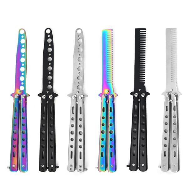 IC Butterfly Comb, metal folding training tool hair comb