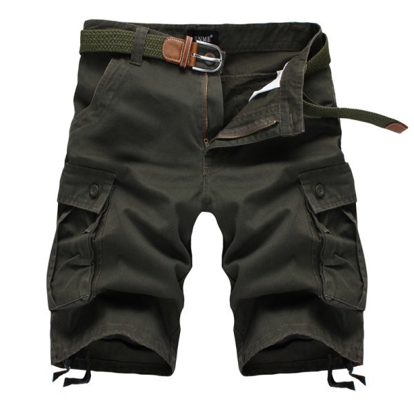 IC Herr Bomullstwill Cargo Shorts Klassinen rento istuvuus Lyhyet housut useilla taskuilla Casual Military Outdoor Loose Shorts