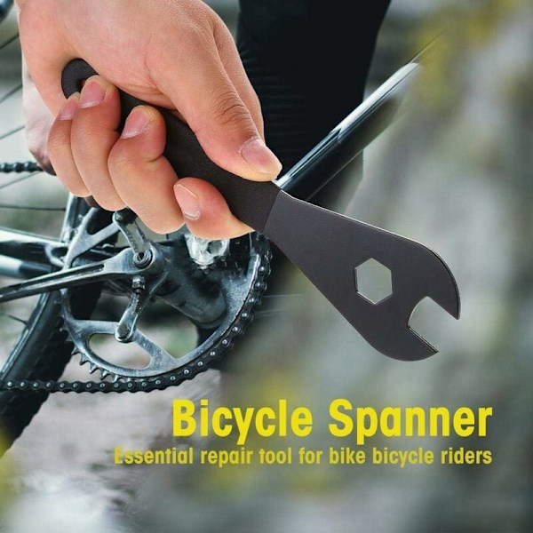 Cykelskruenøgle - Holdbar multifunktionel konusnøgle i kulstofstål til cykelreparation (15 mm, 16 mm, 17 mm, 18 mm)