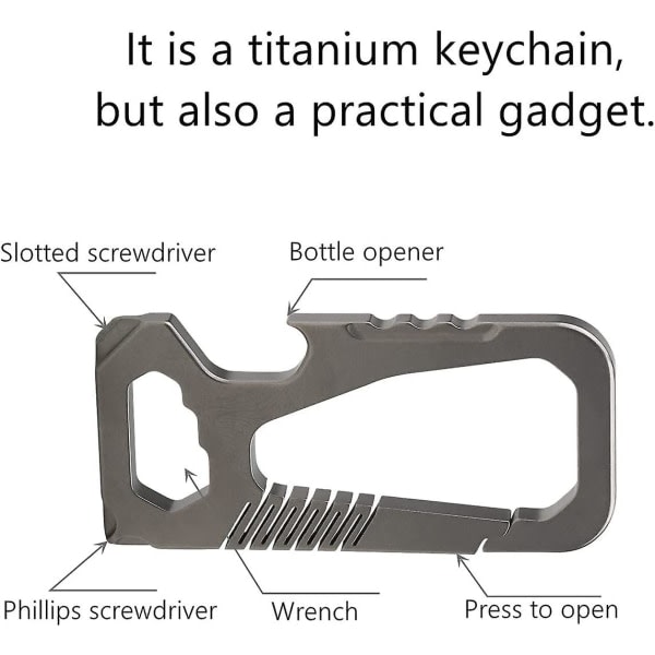 Titaninen karabiinikoukku avaimenperä pullonavaajalla - Heavy Duty monitoiminen Edc avaimenperä leirintään, vaellukseen ja päivittäiseen käyttöön IC