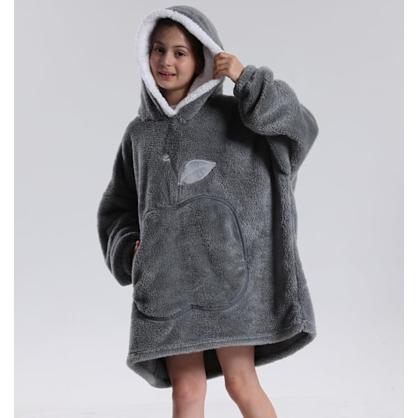 Unisex Teppegenserhette, Vintervarm Myk Oversized Sherpa Hettegenser Bærbar Teppe Badekåpe Nattkjole Nattøy Pyjamas Grey One size