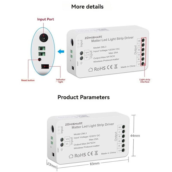 Matter RGBCW Bixb Wifi LED Lysstrip Controller//til Hjemmet/til Kontrol Support