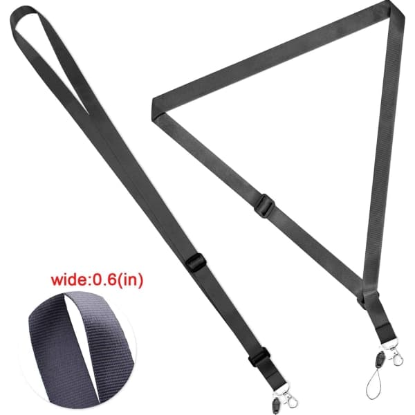 6-pack Justerbara Lanyard med Förlängd Längd Svart ID-Kortshållare
