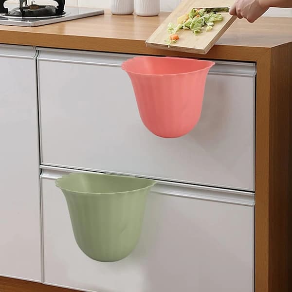 Hanging Trash Can, 2-Pack Plastic Kitchen Counter Hanging Trash Can, Mini Kitchen Hanging Trash Can, Lidless Storage Organizer Box Wall (White)