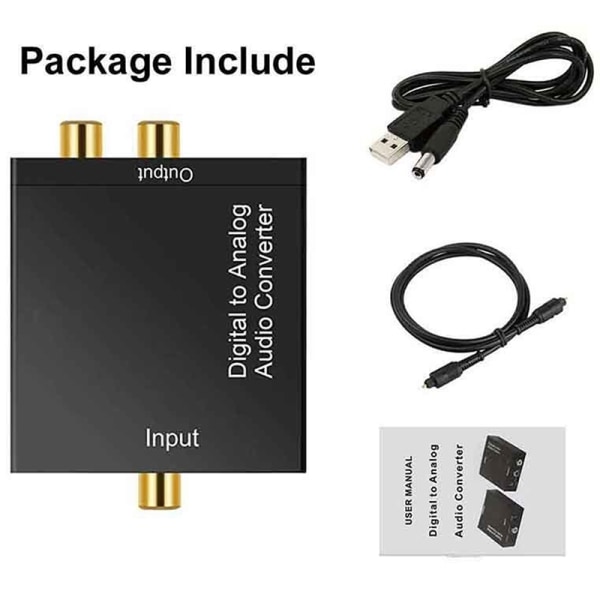 3 kpl Optinen Koaksiaalinen Toslink Digitaalinen Analogimuunnin RCA L/R S Musta 3 kpl