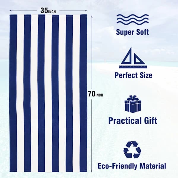Stor Mikrofiber Strandhåndklæde Hurtigtørrende Sandfrit til Voksne Strand Pool Sø Blå 180 x 90 cm blue