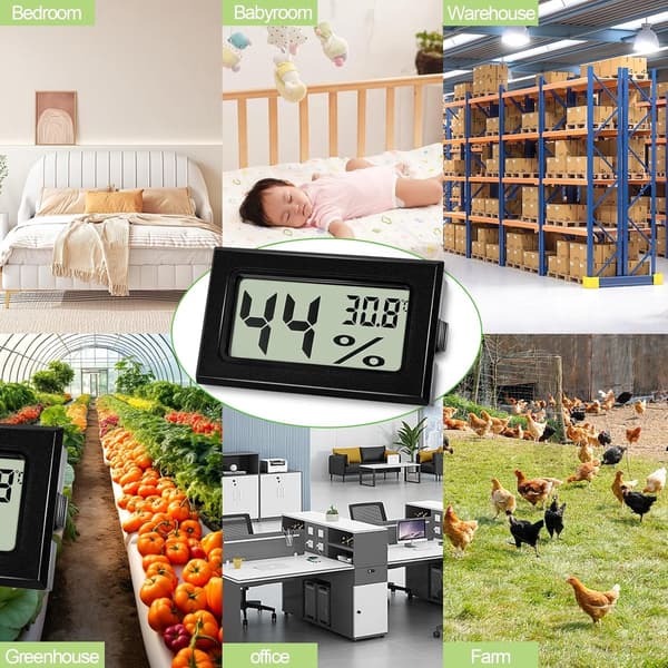 Mini Digitalt Termometer Hygrometer 8-pak, Indendørs Temperatur Fugtighedsmåler med Klart LCD-display til Hjemmekontor Drivhus