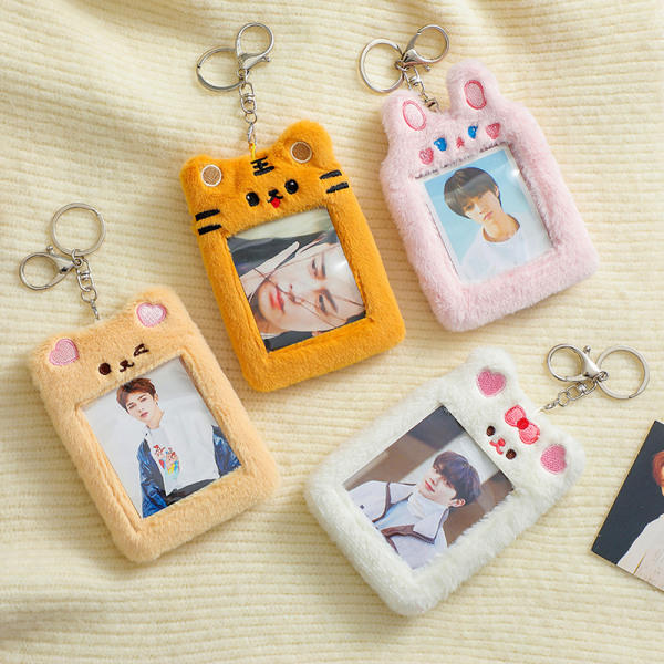 IC Bear Plysj Fotocard Holder Foto Sleeve Case ID-deksel Gul