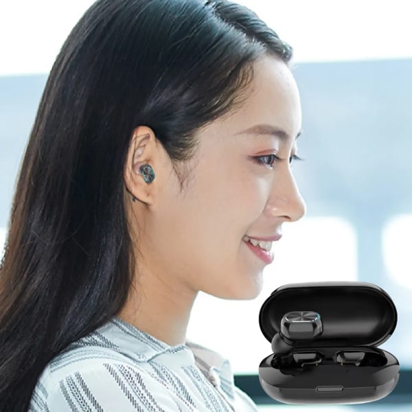IC Bluetooth 5.1 Mini In-Ear trådløst hørelur til mobiltelefoner - Rød med digital skjerm Rød