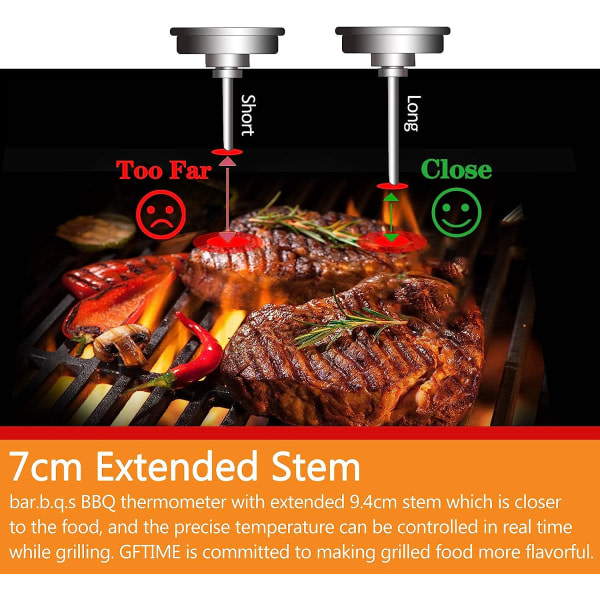 IC 6 cm Utomhus BBQ Grill Rökare Rostfritt Stål Termometer, BBQ Rökare Termometer