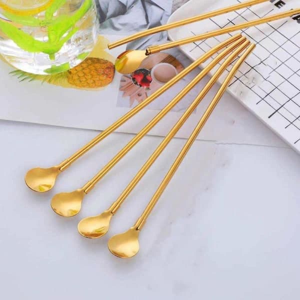 IC 8-pak genanvendelige rustfrie stål sugerør, cocktail (21,5 cm)