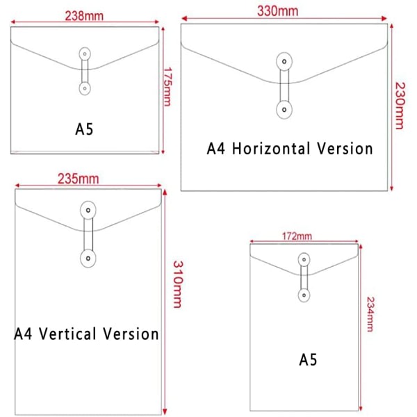 IG 10 stk A4 Kraftpapir String Envelope Filmapper Organizer til Horisontal Version A5