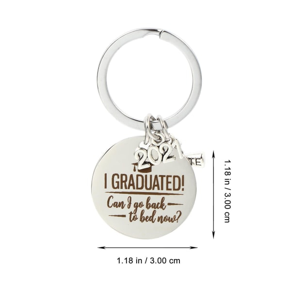 2 stk. eksamens nøglering Nøglering Taske Hængende dekoration Hængende ornament (3X3cm, Sølv) IC