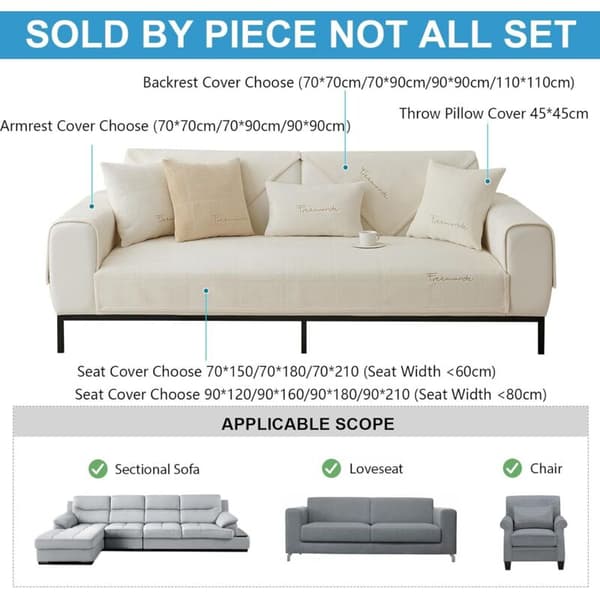 Vaskbare Chenille Sofatrekk Sklisikre 1 2 3 Seter Sofatrekk for Seksjons L Form Sofa i Melkefleece Beige