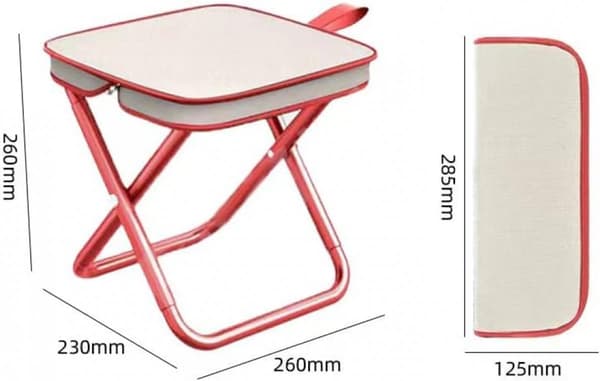 Stool - Foldable - Camping Stool - Lightweight - Fishing Stool - Travel - Indoor Use - Camping - Red