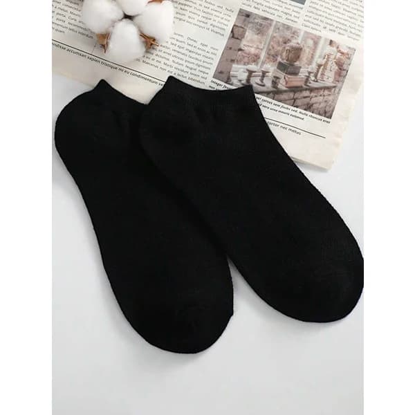 5 Pairs Black White Grey Solid Thin Short Socks, Simple Versatile Casual Invisible Socks White One-size White one-size