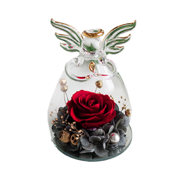IC Angel udødelig blomst, rose glass cover, Christmas Valentine's rød