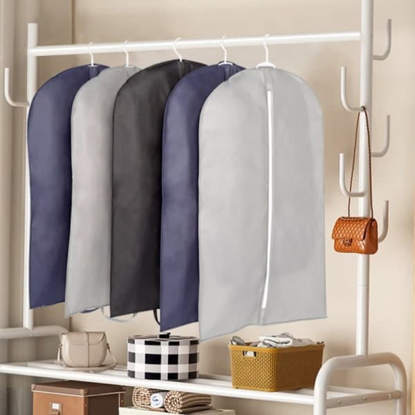 IC Män Dammtät Hanger Coat Kläder Kostym Cover Förvaringsväskor Case Grå