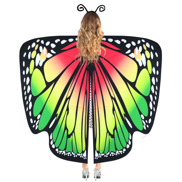 Butterfly Wing Cape Sjal med spetsmask ja pannband color1