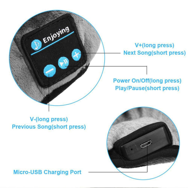 Bluetooth 5.0 sovemaske søvnheadset, musik 3D sovemaske bluetoo