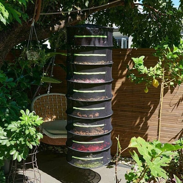 Urte Tørrenet i Lag, 60 cm Hængende Tørrenet, Foldbart Tørrenet til Hydroponiske Planter, Fisk, Ukrudt, fra DEBUNS