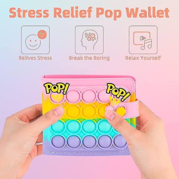 IC Pop Plånbok Plånbok för tjejer Kvinnor Fidget Pops Poppet It Söt Mini Små Regnbågsplånböcker Myntficka Kreditkortshållare Handväska