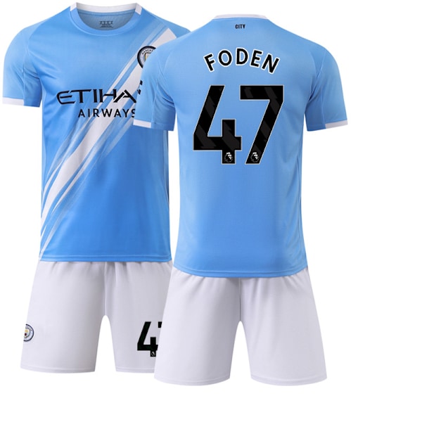 -26 ny sportdräkt 17 De Bruyne klubbfotbollströja nr 9 Haaland Manchester City hemma Manchester City home number 47 #XL