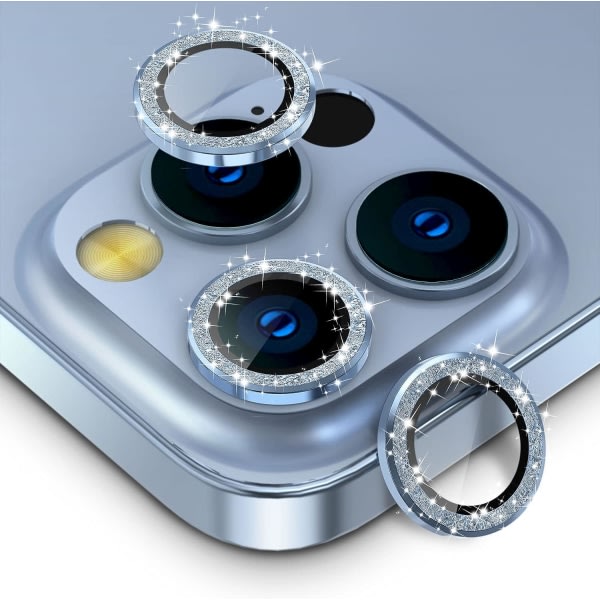 IC Alpine Blue Back kamerabeskyttelse kompatibel med iPhone 13 Pro og iPhone 13 Pro Max, [aluminiumslegering], full dekning og 9H hardhetslinsbeskyttelse F