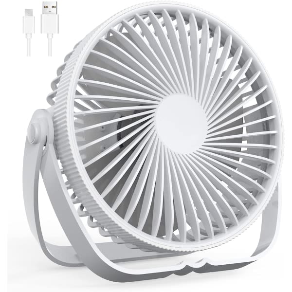 IC USB-ventilator, 3-hastigheds skrivebordsventilator, 360° justerbar støjsvag ventilator, bærbar ventilator til kontor, soveværelse, bil, rejser Hvid