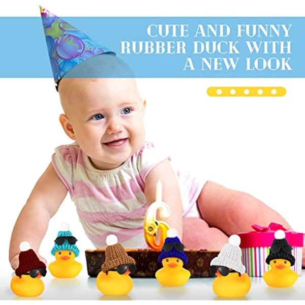 48 st Mini gummianka med 48 st solglasögon och 48 st stickmössor set, gummi Ducky badleksak duschankor Badkarleksaker till födelsedag P null none