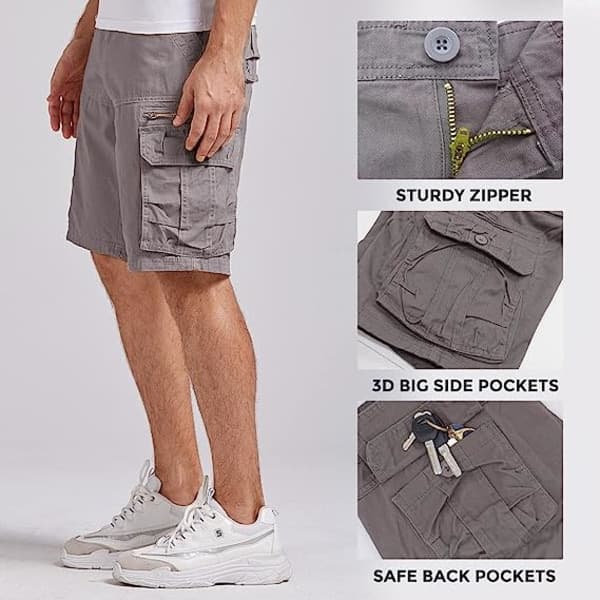 IC Cargo-shorts för män Lättviktsbyxor med multifickor, casual utan bälte