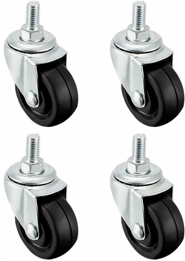 4 stk. - 40 mm gummihjul - Velegnet til M8-gevind,