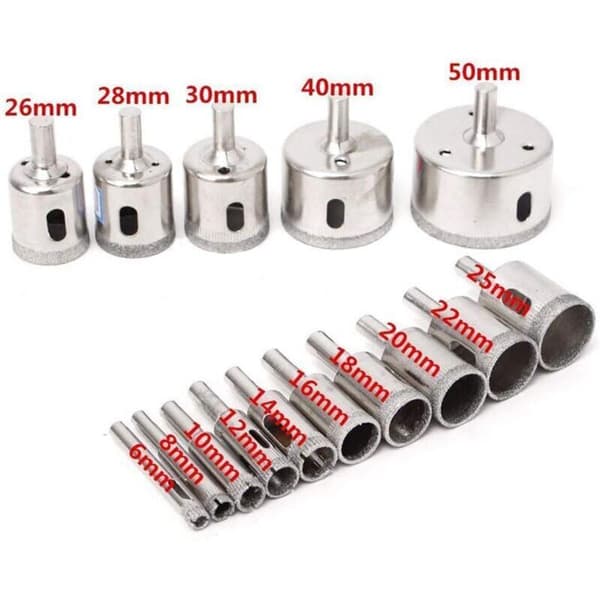 15 stk. diamant hulsave bor bits fliser glas marmor 6-50mm..DEBUNS