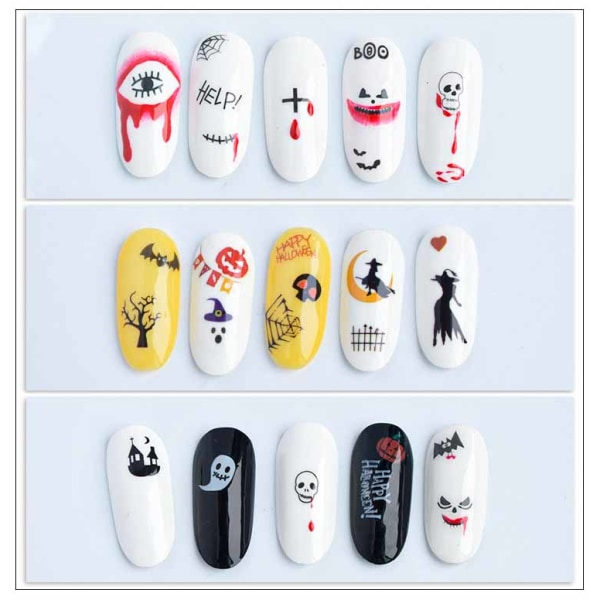 IC Halloween-nagelklistermärken, designade nageldekaler för nagelkonst
