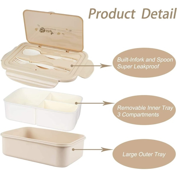 IC Bento-boks, matboks for barn, matboks for barn, lunsj Khaki